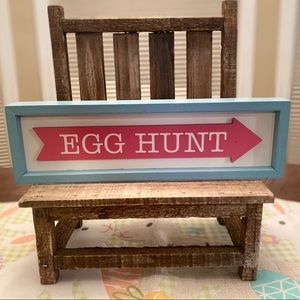 Easter Egg Hunt Sign, Blue & Pink Arrow Egg Hunt Decor Sign, Tabletop or Wall